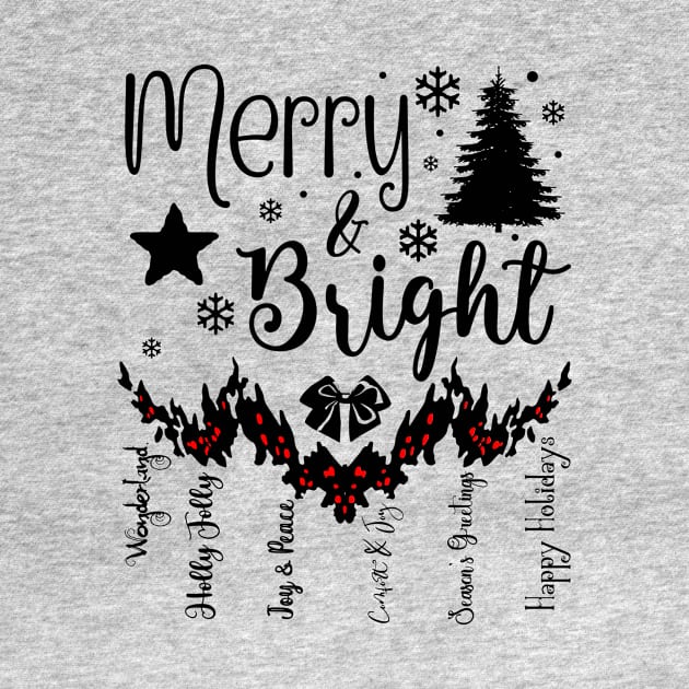 Merry & Bright Text Garland in Dark Font by Wizardbird